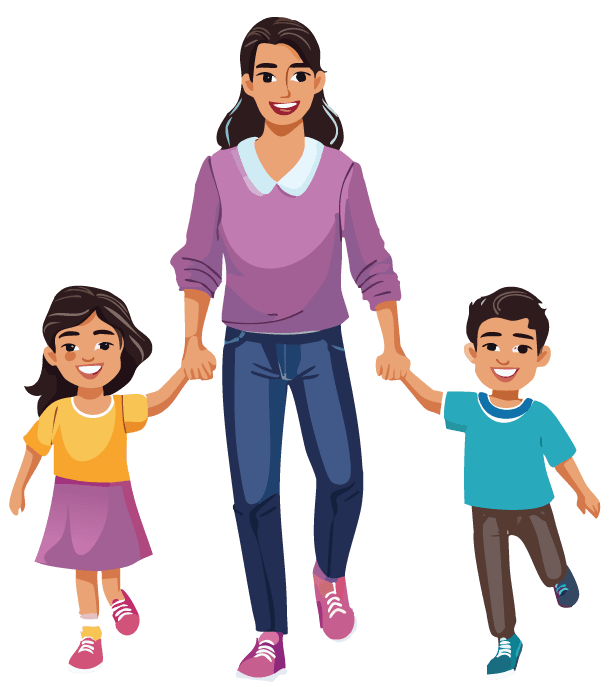 Happy family walking together